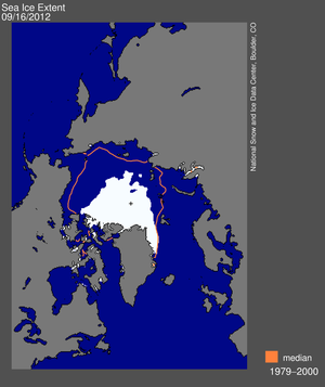 Sea ice extent Sep 2012, National Snow and Ice Data Center Boulder.
